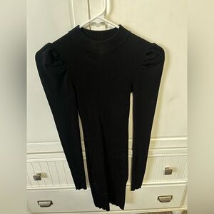 Black Forever 21 Ribbed Long Sleeve Dress XS
